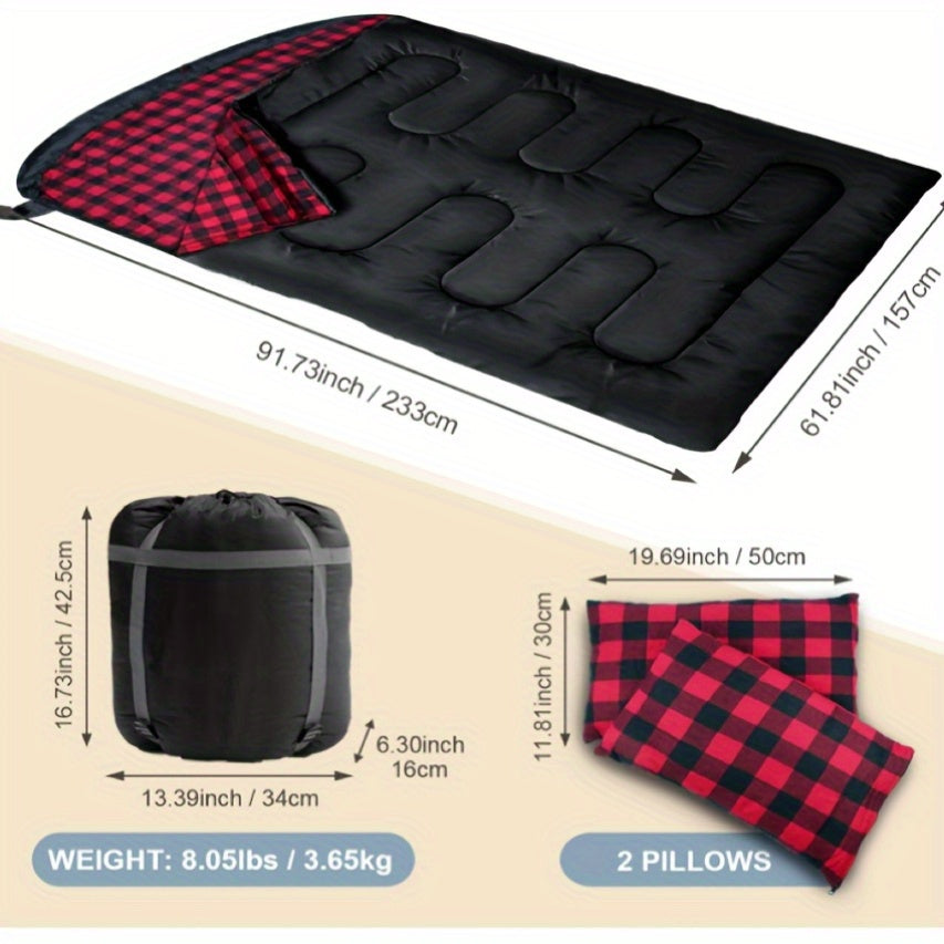 2 Person Double Sleeping Bag for Camping (220x150cm)-1