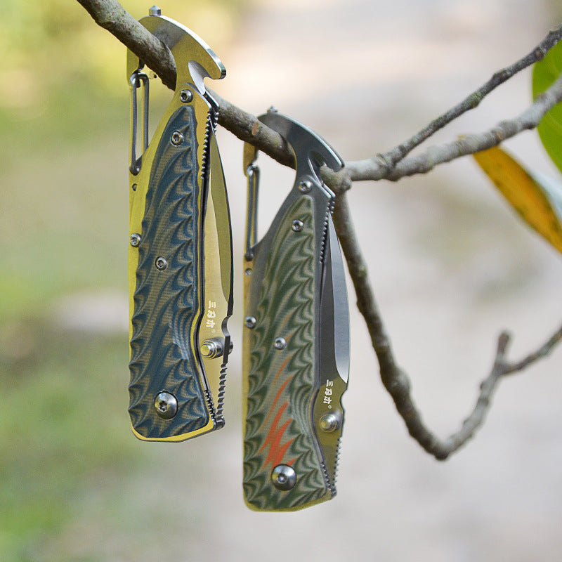 Premium Portable Outdoor Folding Knife with 12C27 Stainless Steel Blade and G10 Handle | Durable, Lightweight, and Versatile EDC Survival Tool-2