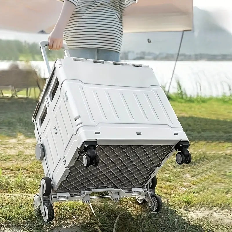 50L Folding Shopping Cart for Picnics, Camping, and Market Stalls - Gray-1