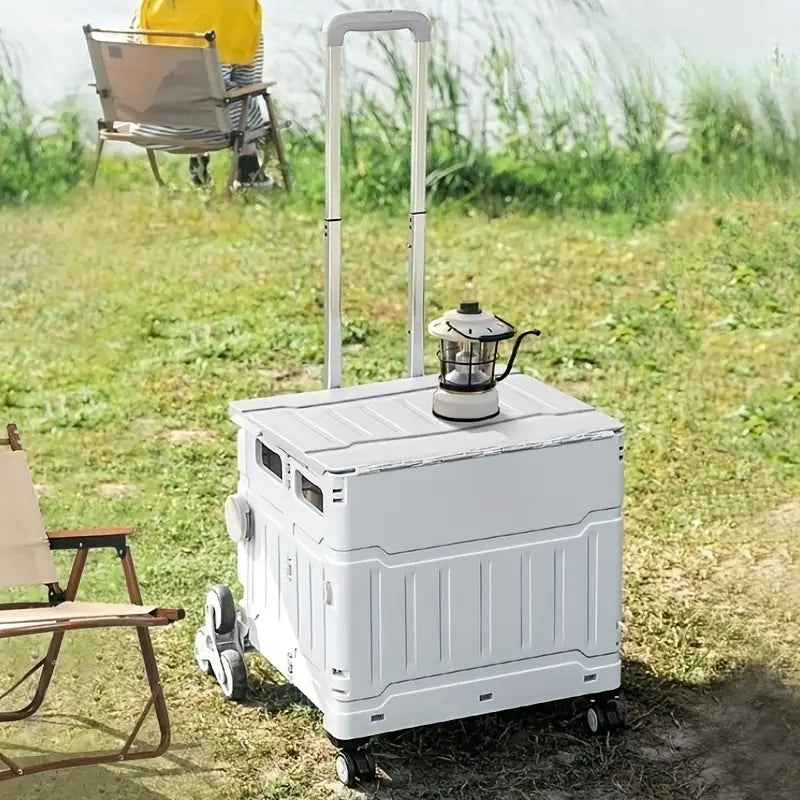 50L Folding Shopping Cart for Picnics, Camping, and Market Stalls - Gray-4