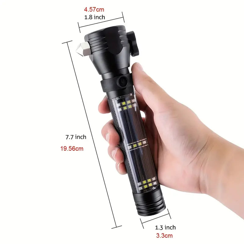 Multi-Functional Solar Power LED Flashlight - 5-in-1 Outdoor Survival Tool-4