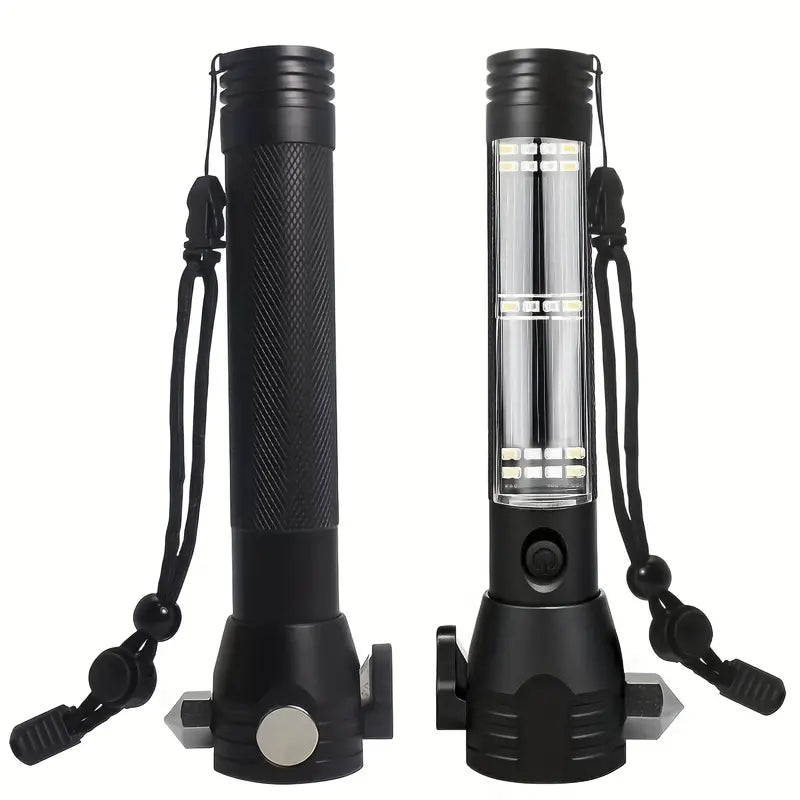 Multi-Functional Solar Power LED Flashlight - 5-in-1 Outdoor Survival Tool-1