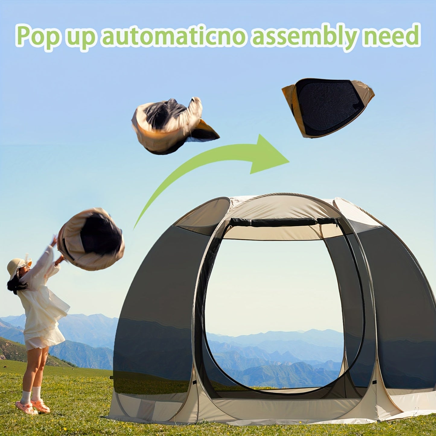 6-8 Person All-Season Portable Sheer Camping Tent-2