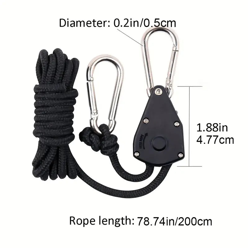 Adjustable Camping Wind Rope Pulley Tie Down Kit with Carabiners - Set of 4-2