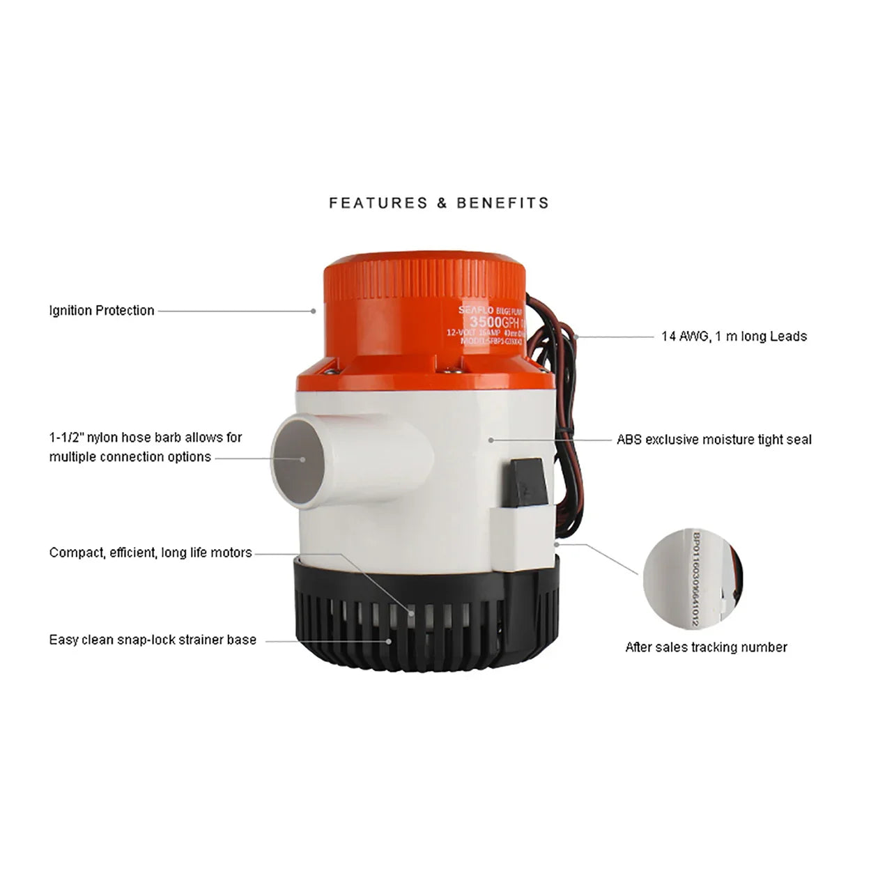 Seaflo Manual 01 Series 24V Bilge Pump — 11,356 LPH (3,0