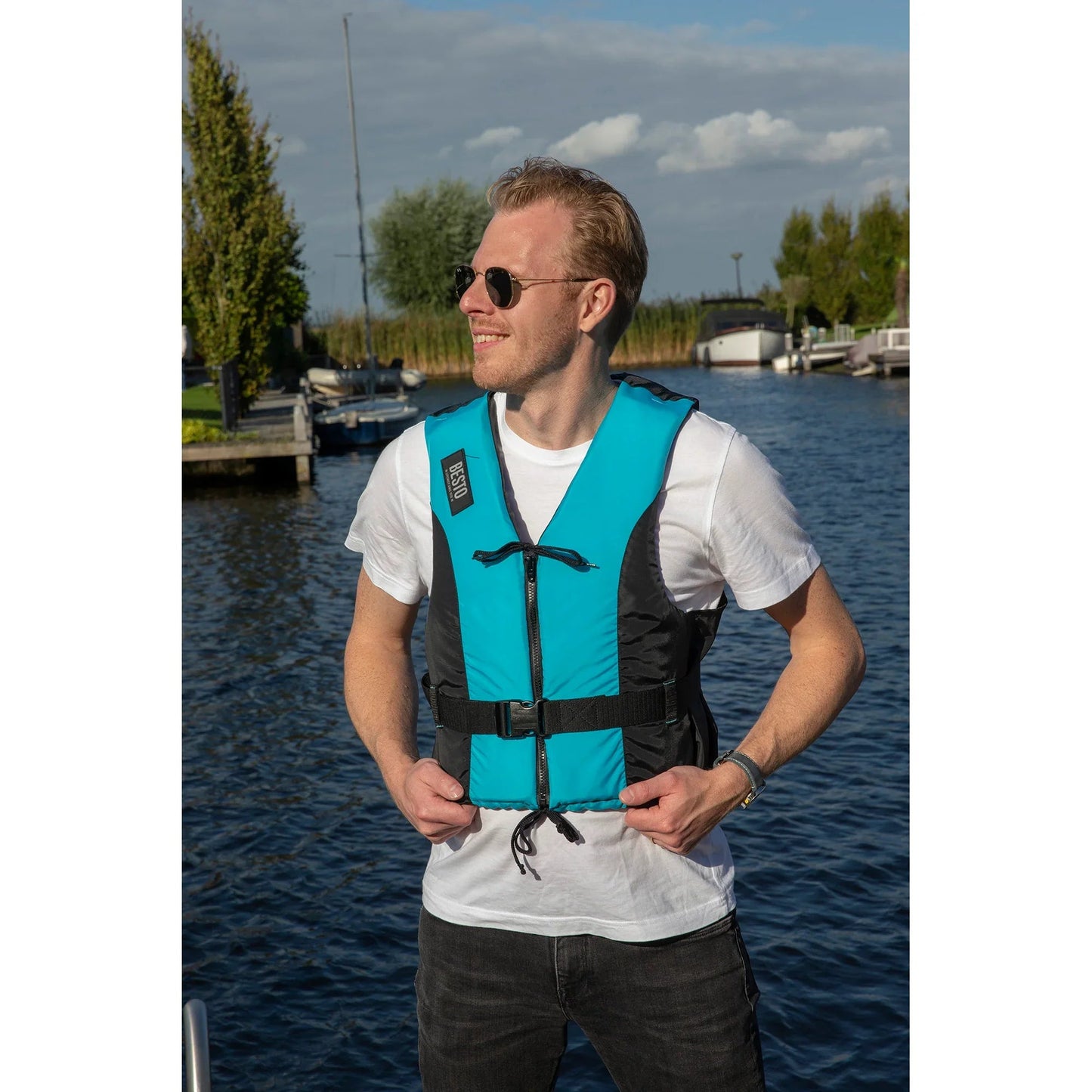 Besto Dinghy Dinghy Dinghy Zip Aqua/Black 50N XS Buoyancy Aid | 4Boats
