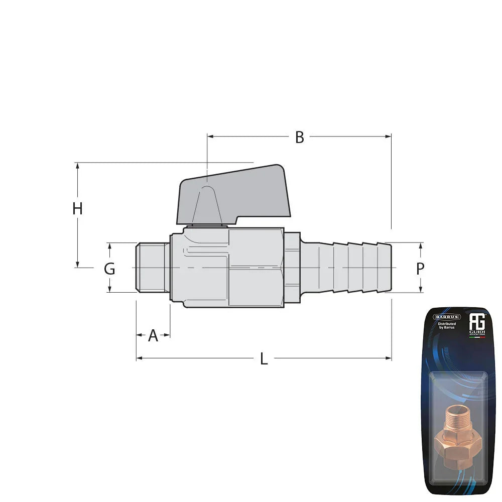 Guidi Packaged Nickel Plated Brass Male Drain Cock 1/4 in