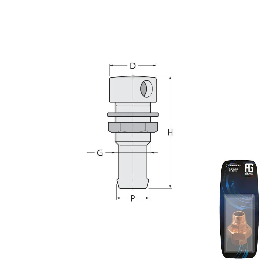Guidi Chrome-Plated Brass Straight Vent 3/4in x 20 mm