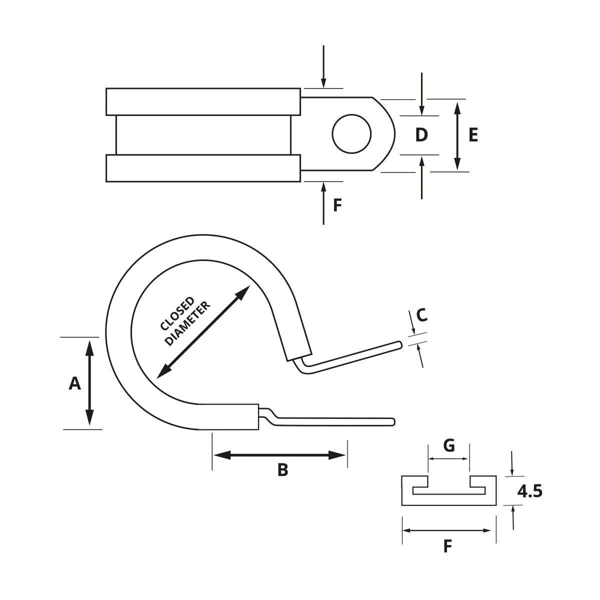 Jcs M6 M6 M6 Stainless Steel Rubber-Lined P-clip 13 mm | 4Boats