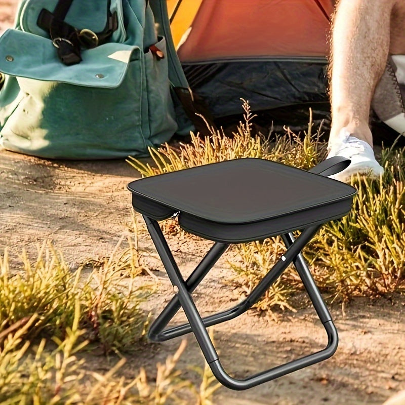 Black Portable Folding Camping Chair and Stool-1