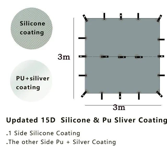 Ultralight Silicone Coated Nylon Camping Tent (Grey)-4