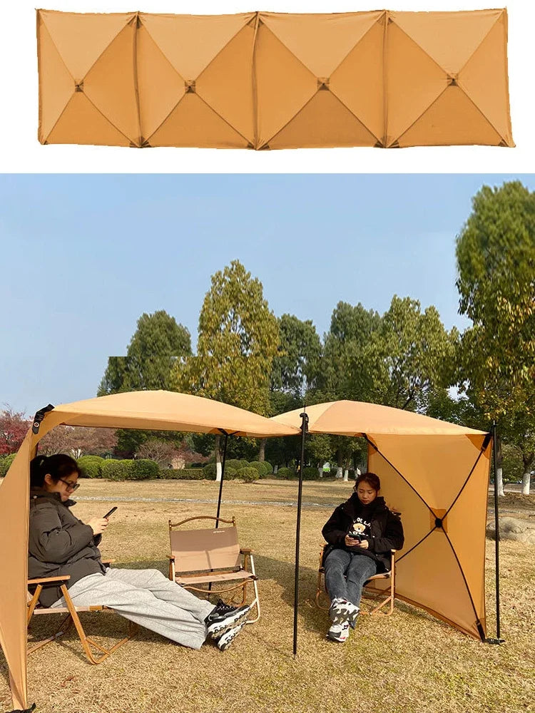 Camping Windscreen Tent Folding Windproof Shield (Khaki)-1