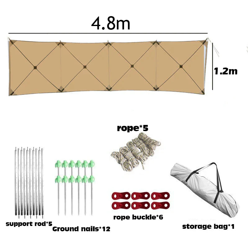 Camping Windscreen Tent Folding Windproof Shield (Khaki)-4