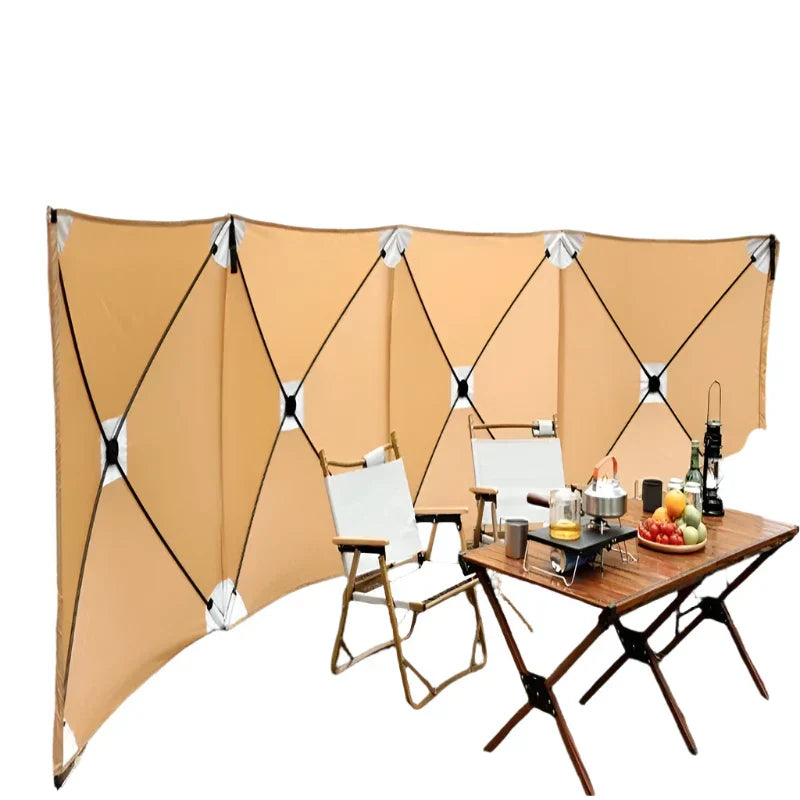 Camping Windscreen Tent Folding Windproof Shield (Khaki)-2