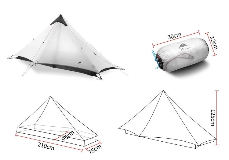 1-Person Rodless Camping Tent 3-Season Gray-1