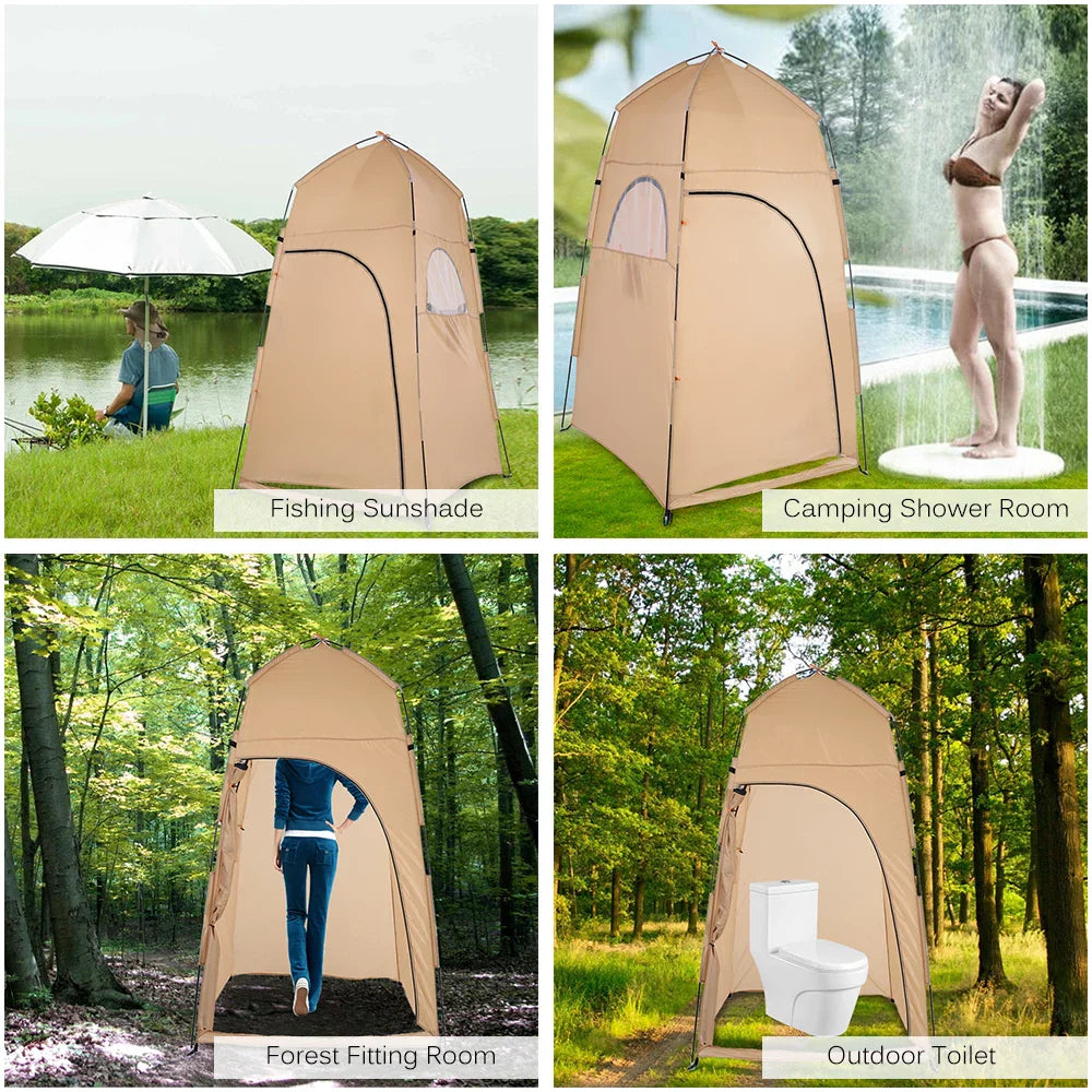 Portable Outdoor Privacy Tent Pop-Up Shower And Toilet Shelter Khaki-3