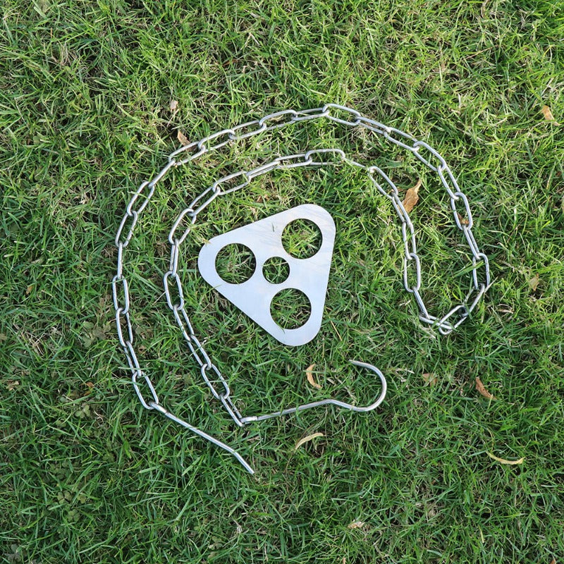 Outdoor Camping Triangular Hanging Pot Bracket Portable Tripod Ring Stainless Barbecue Rack Picnic Multifunctional Ring Hook-2