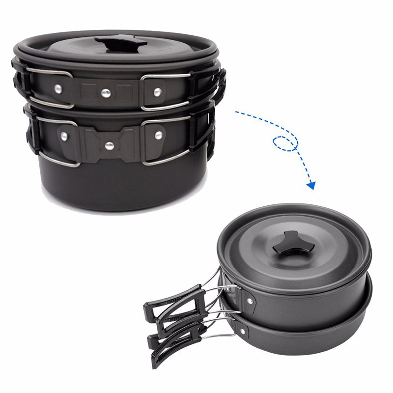 2-3 person Camping Cooking Ware Sets Pots Pans Picnic-1