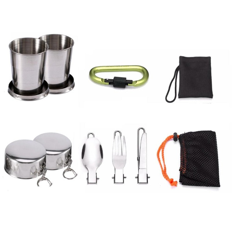 2-3 person Camping Cooking Ware Sets Pots Pans Picnic-3