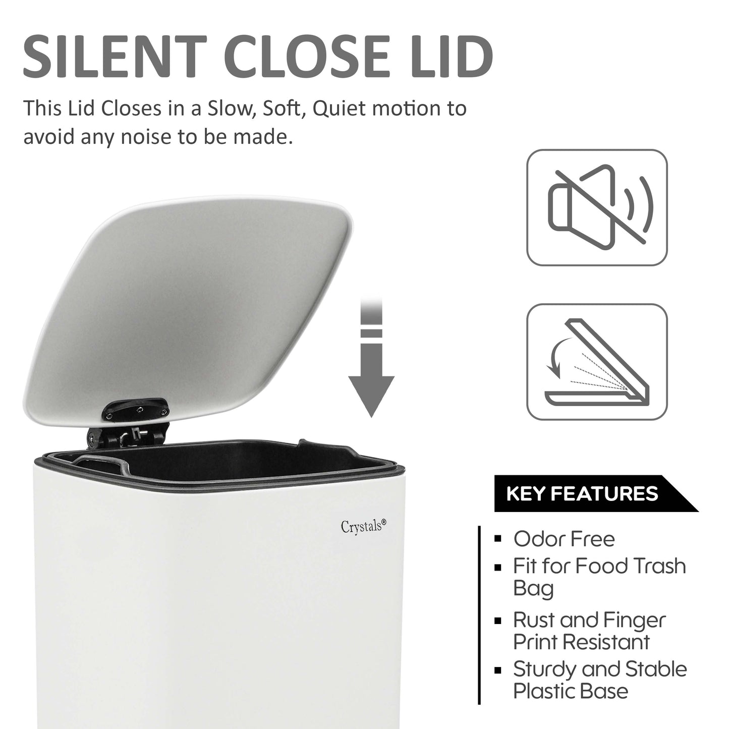 30L Square Pedal Bin with Soft-Close Lid