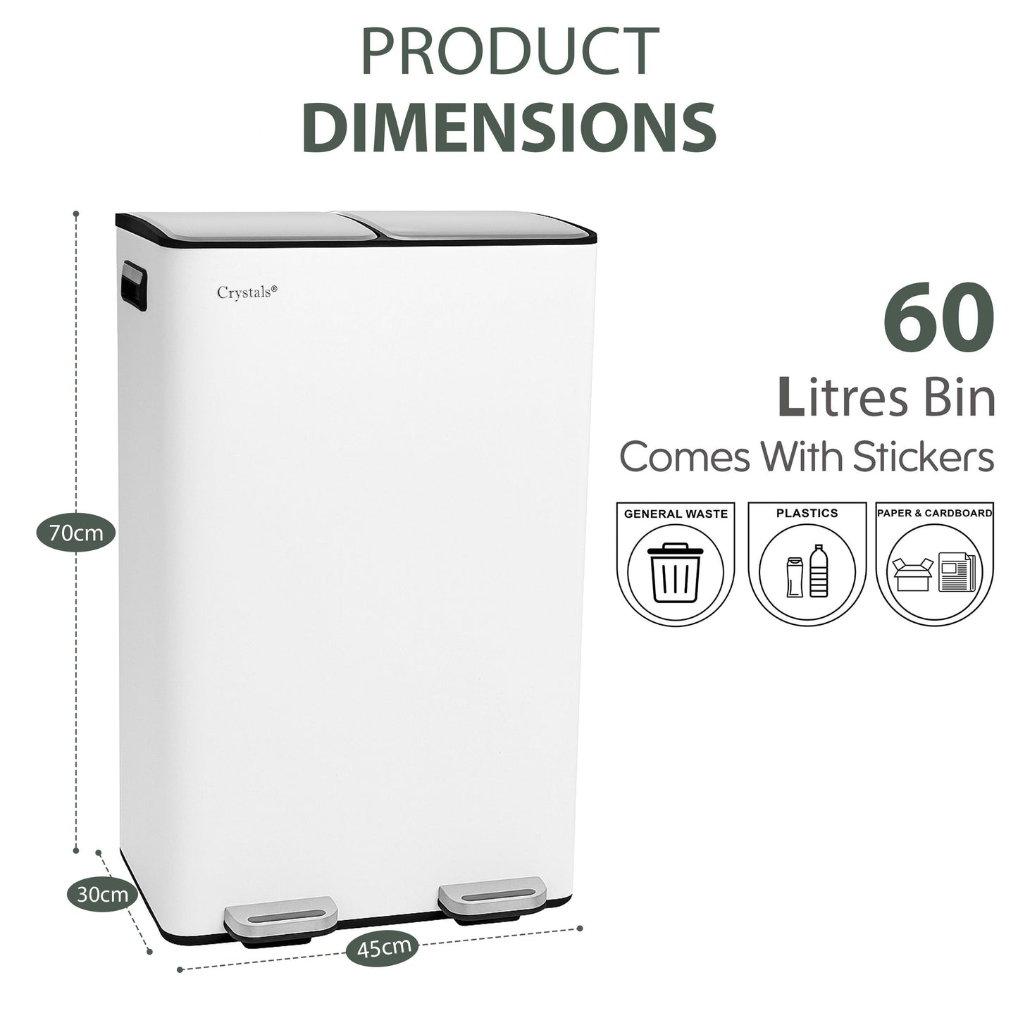 60L Dual Compartment Pedal Bin