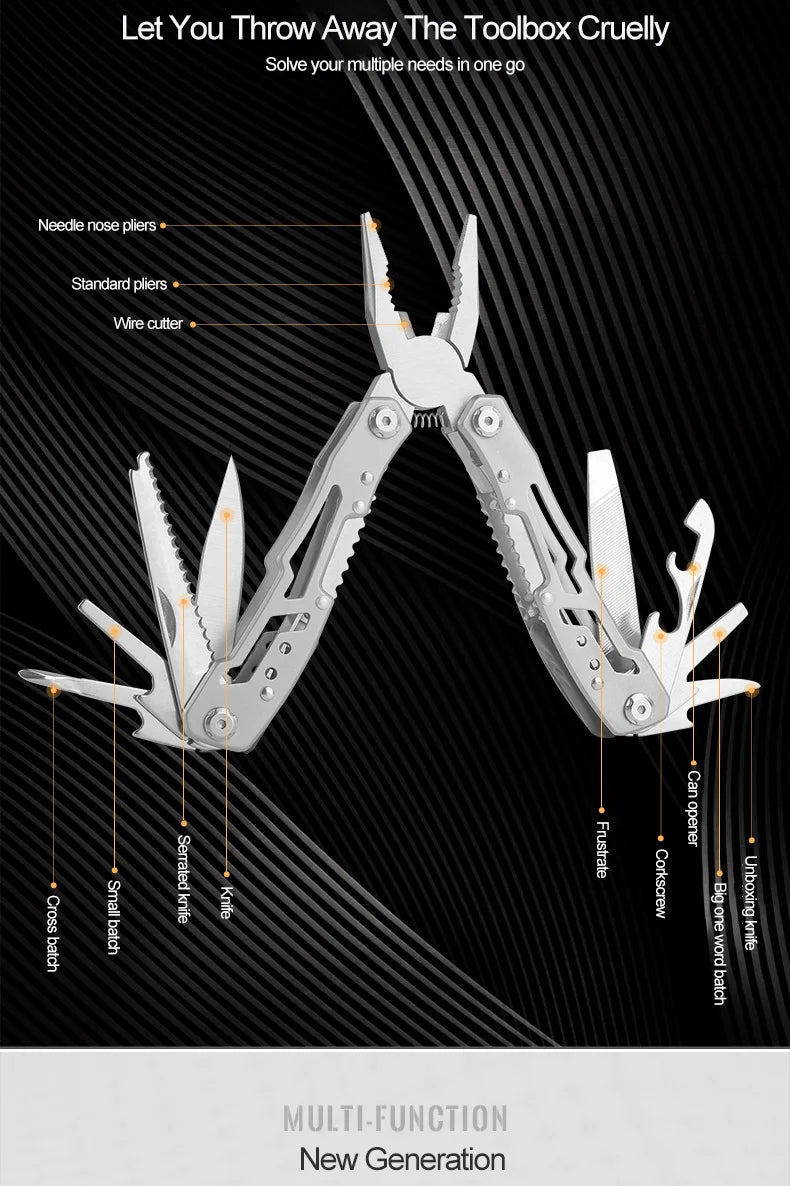 Multifunction Folding Pliers Pocket Knife Plier Outdoor Camping Tactical Survival Hunting Tools Stainless Steel Multi-tool Knife