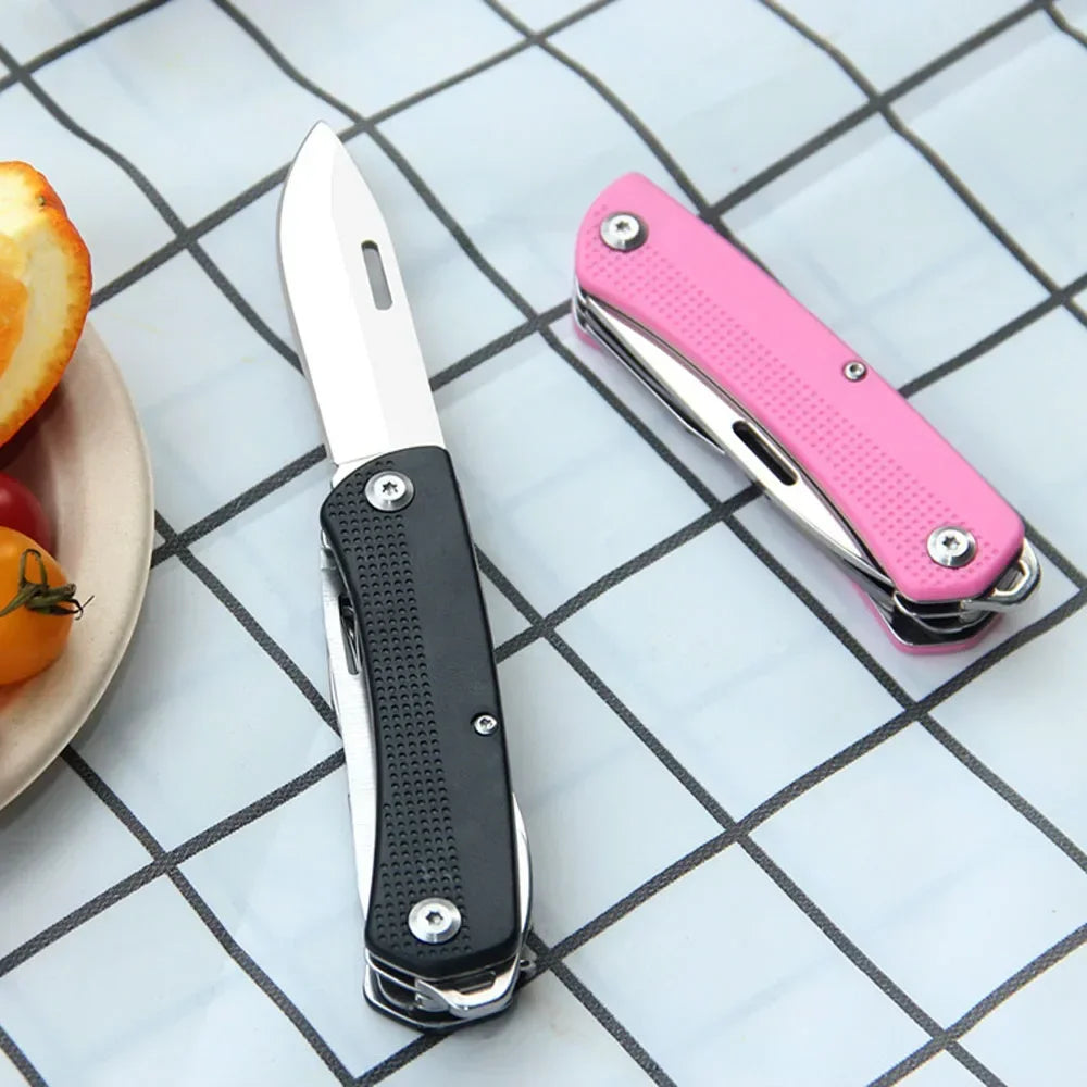 Pink Folding Knife Multipurpose Tools Self Defense Hunting Tactical Pocket Knife Survival Gear Camping Equipment EDC Hand Tools