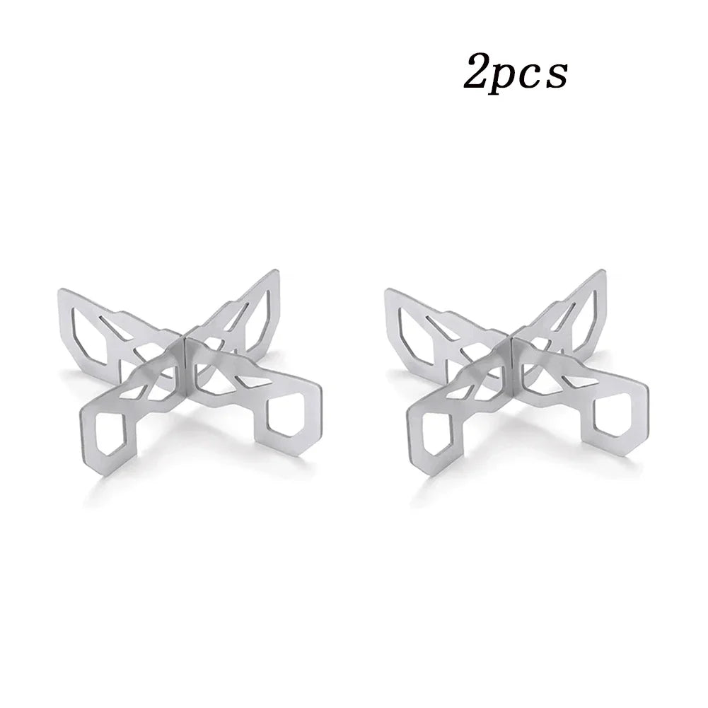 1/2pcs Mini Alcohol Stove Cross Stand Stainless Steel Sturdy Cooking Ultra-light Spirit Burner Cross Stand for Outdoor Camping