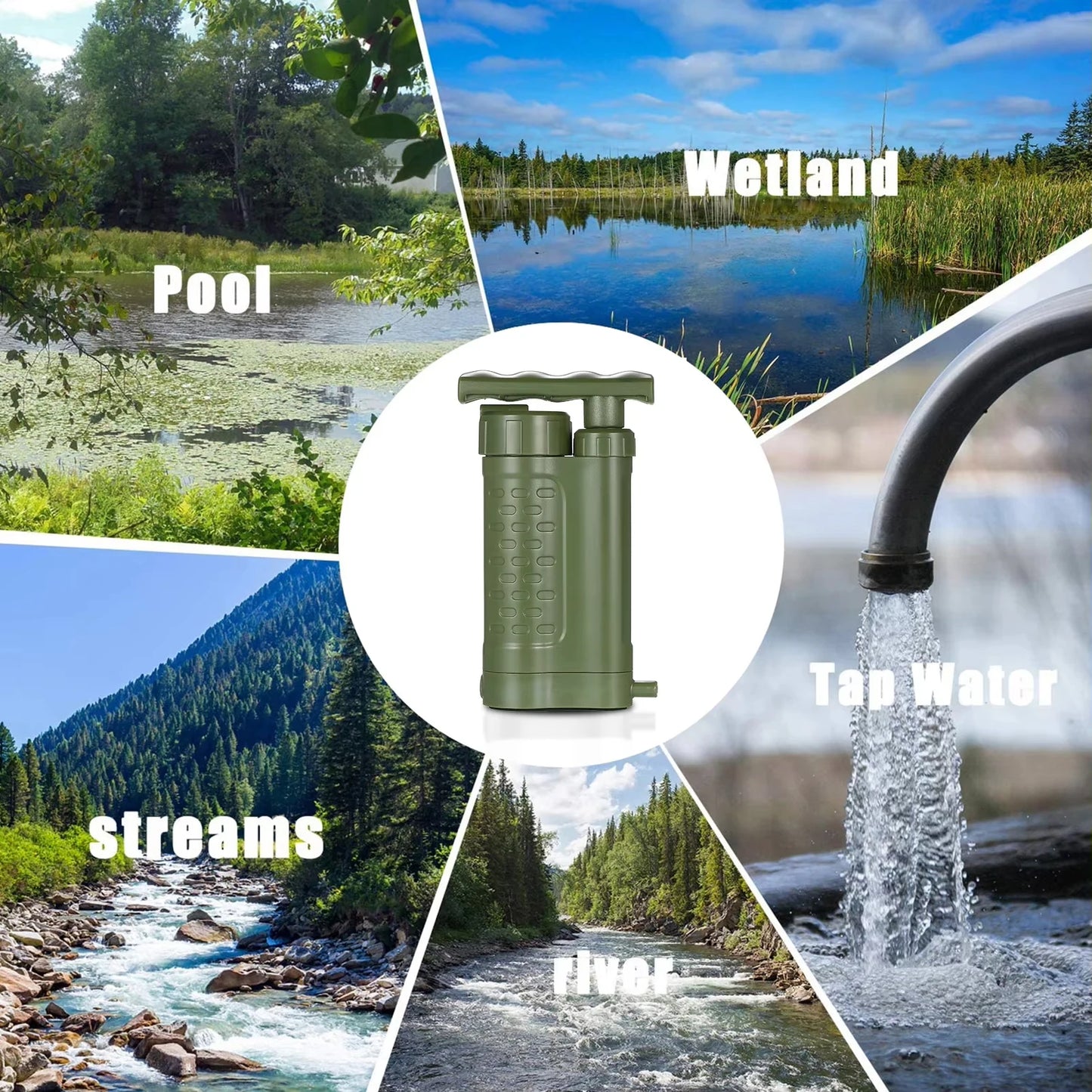 Outdoor Water Filter Filtration System Pump Water Filtration System with 0.01 Micron Water Filter Survival Tool Camping Supplies