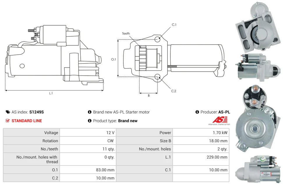 MERCRUISER AS-PL PG260G 12V Starter 863007A1 / 50-863007A1 | 4Boats