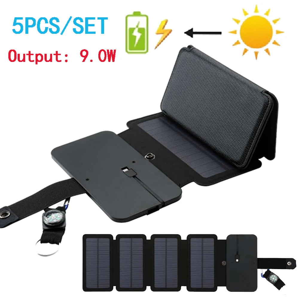 Portable Folding Outdoor Solar Panel Charger 5V 2.1A USB Output Devices Camp Hiking Backpack Travel Power Supply For Smartphones