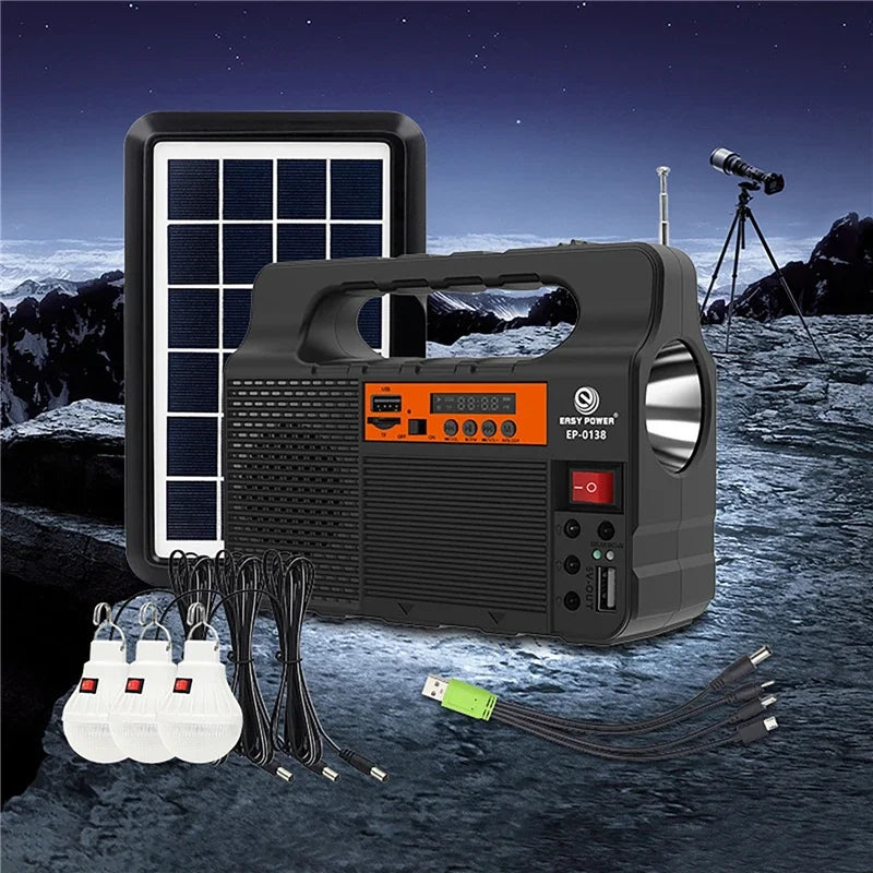 Solar Portable Lighting Solar Power Panel Generator Kit with 3 LED Bulbs Outdoor Camping Hiking Solar Lighting Small Home System