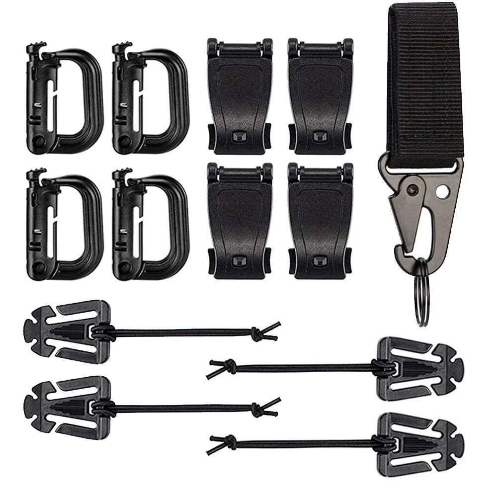 32/13PCS Molle Accessory Kit Outdoor Tactical Backpack Vest Waistband Locking Gear Mesh Support Elastic Buckle Hunting accessory