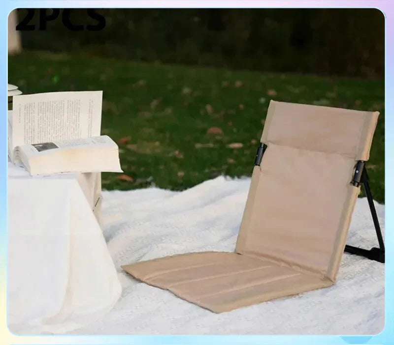 Foldable Camping Chair Cushion And Storage Bag Beige-2
