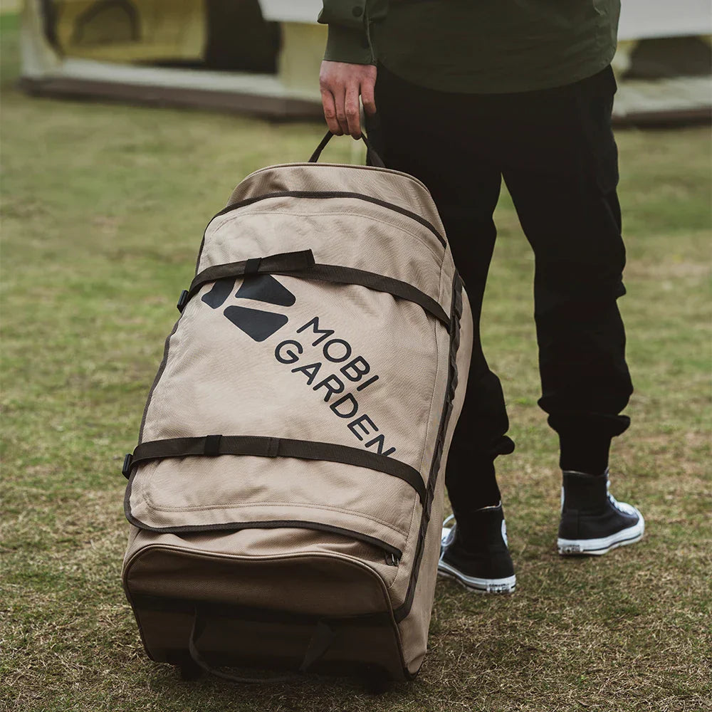 Camping Trolley Storage Bag 80L Duffel with Wheels Brown-3