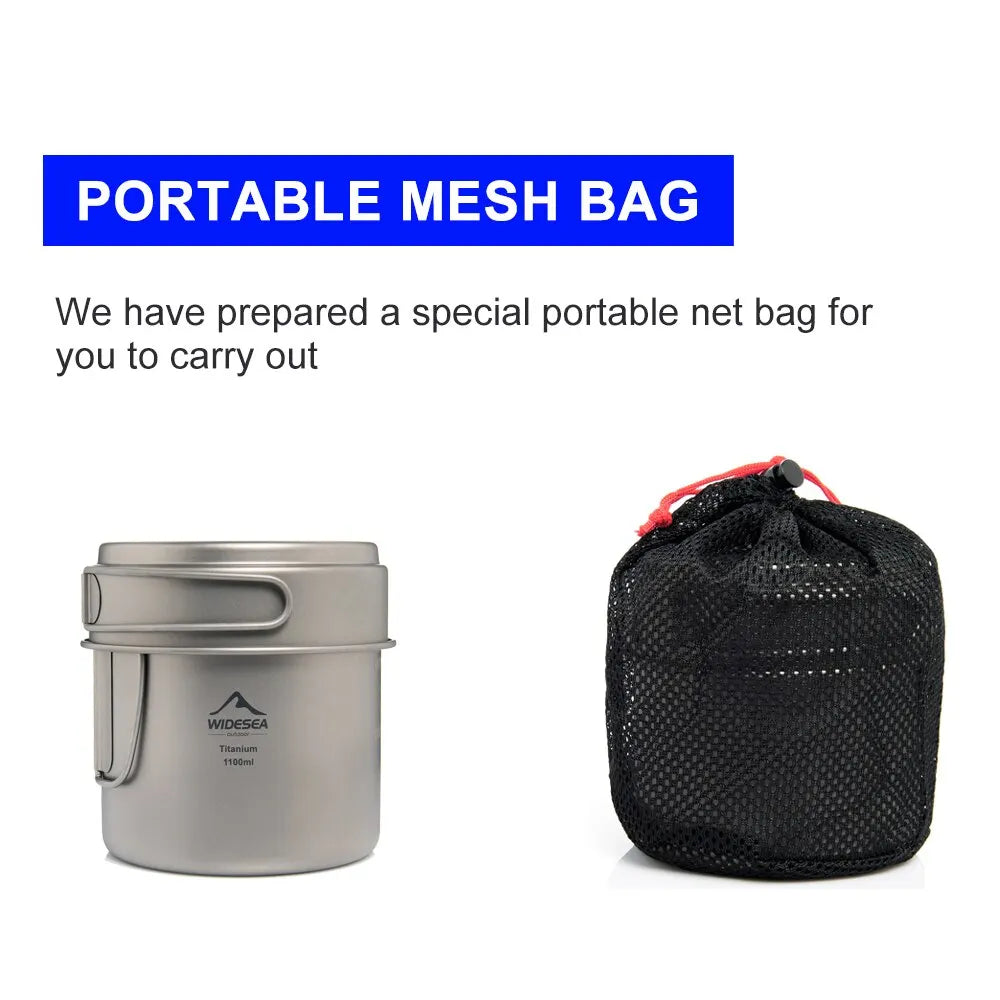 1100ml Ultralight Titanium Camping Pot with Folding Handles Grey-4