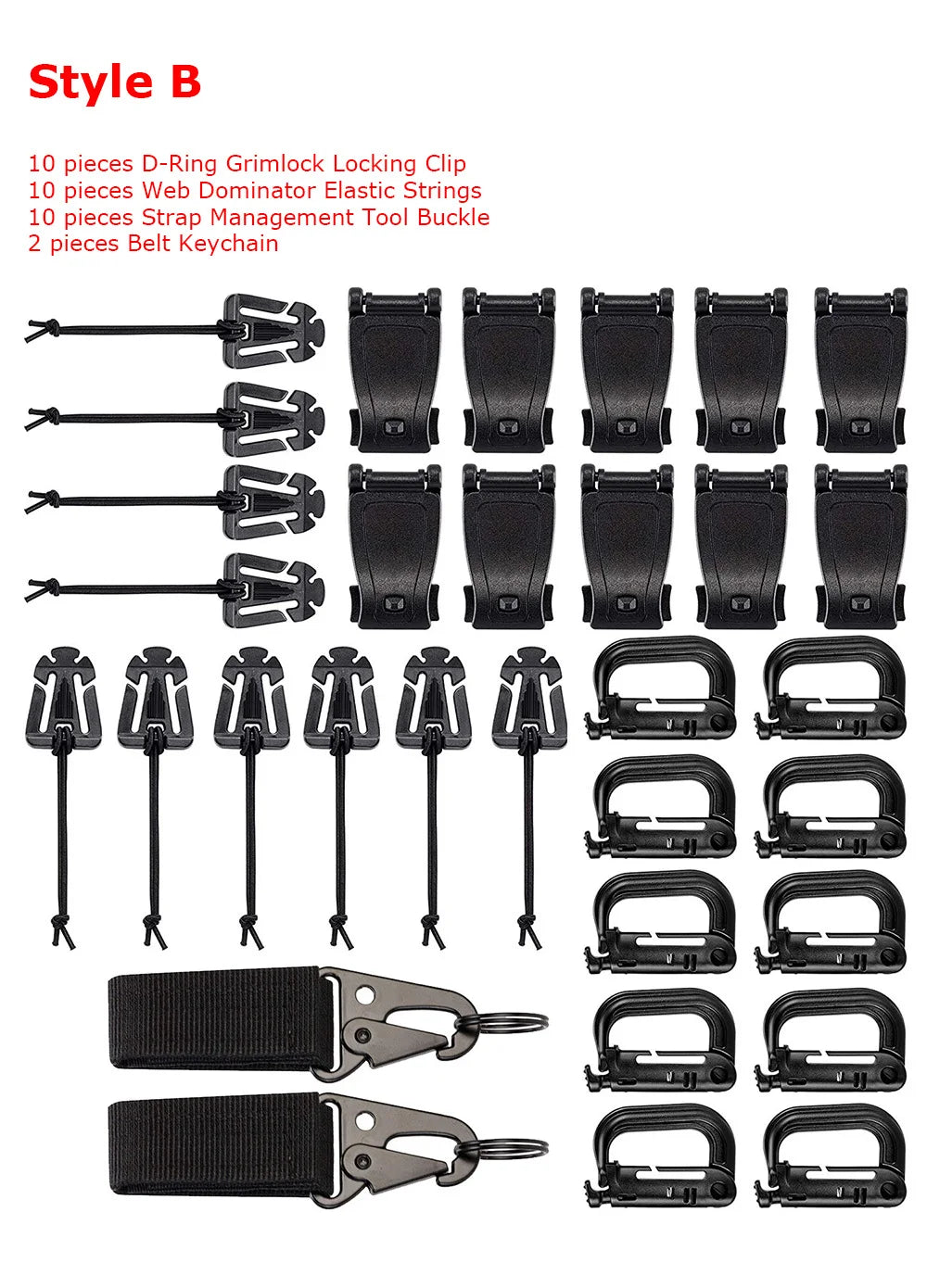 32/13PCS Molle Accessory Kit Outdoor Tactical Backpack Vest Waistband Locking Gear Mesh Support Elastic Buckle Hunting accessory