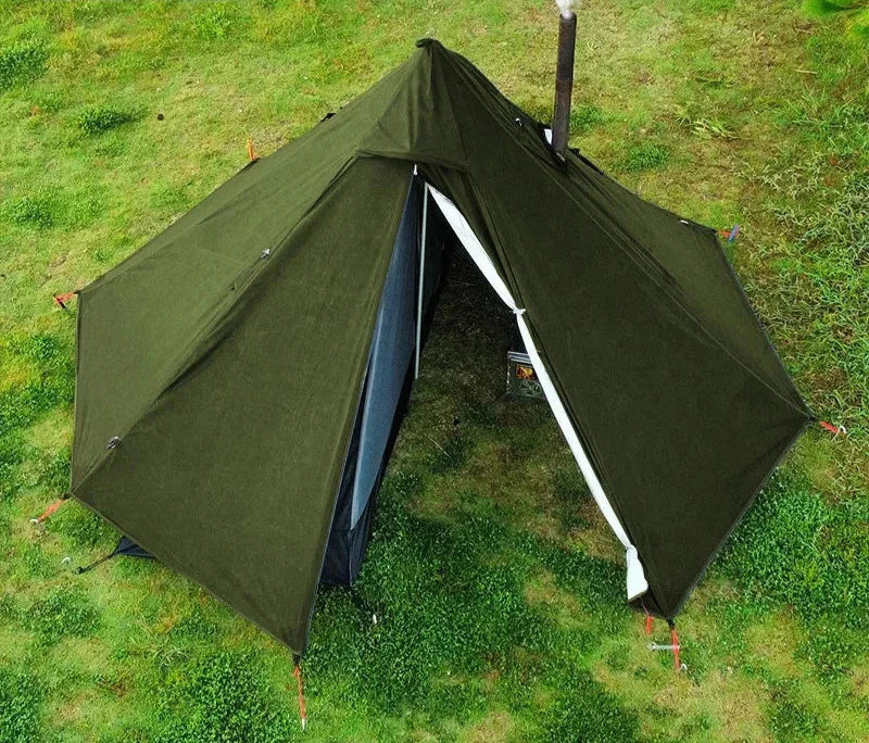 Tipi Hot Tent with Chimney Window Bushcraft Green-1