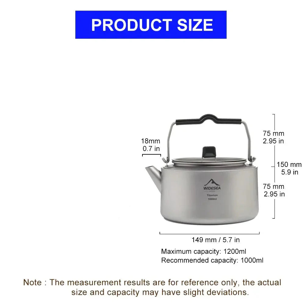 Ultralight Titanium Camping Kettle Outdoor Tea & Coffee Pot Grey-1
