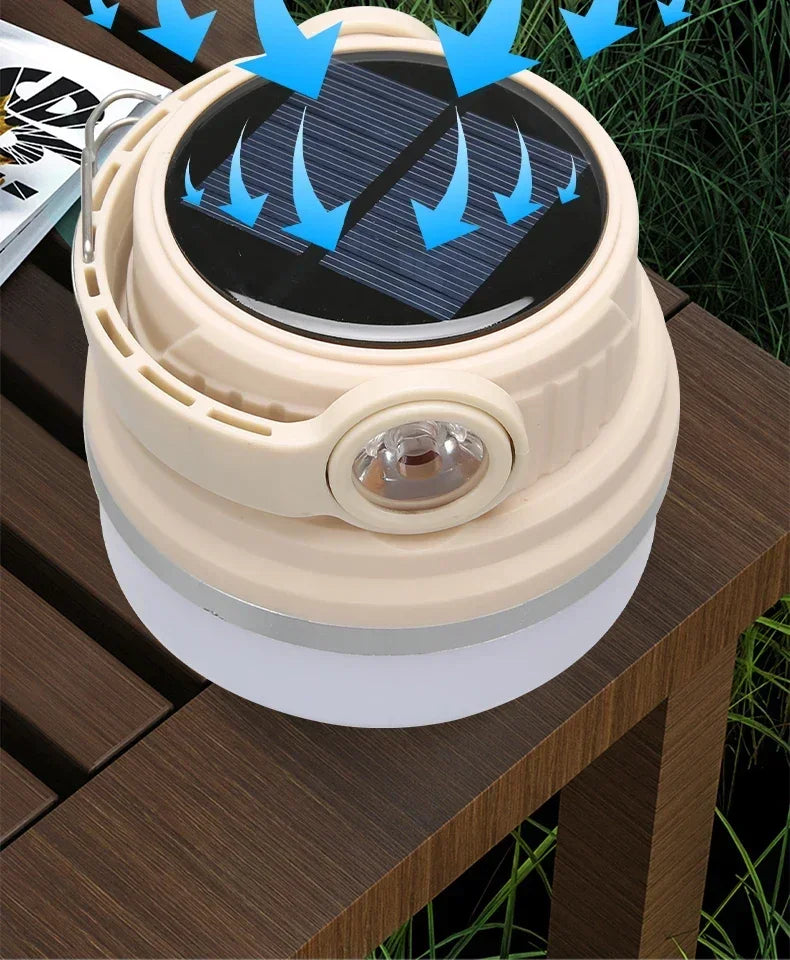Outdoor Solar Camping Lamp USB Rechargeable Waterproof Lantern with Power Bank for Portable Emergency Tent Hunting Fishing Light