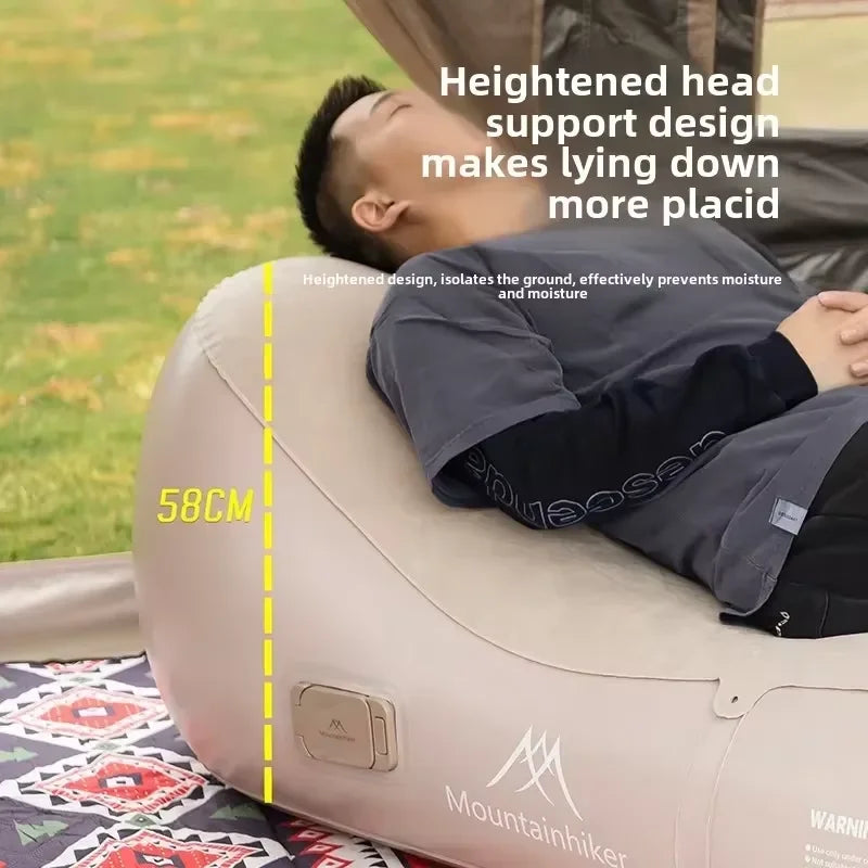 Fast Inflatable Air Sofa Bed Portable Automatic Camping Mattress Khaki-4