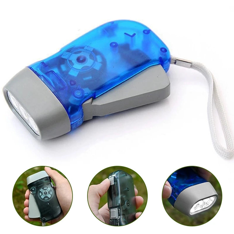 Outdoor Self-Powered Dynamo Flashlight Camping Hiking Hand Pressing Flashlight Camping Equpment Mini Portable LED Flashlight