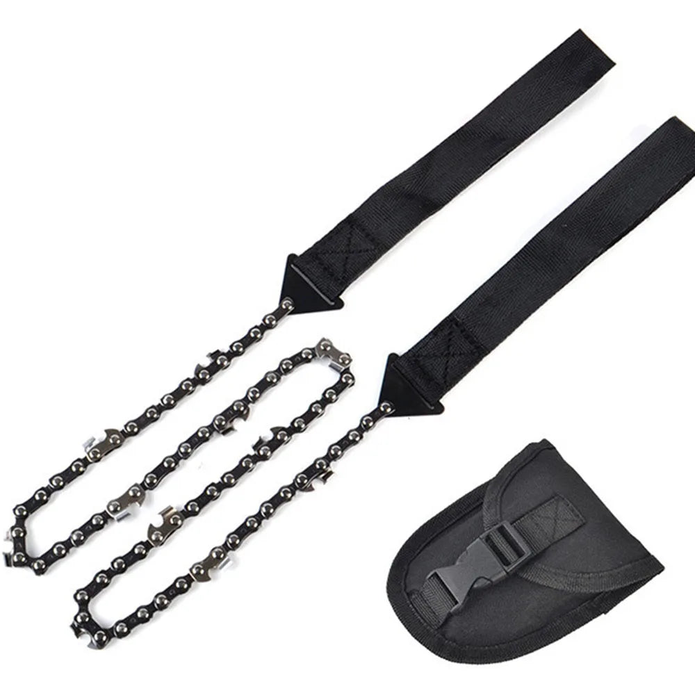 Portable Survival Chain Saw Emergency Camping Hiking Climbing Tools Manual Chain Saw Tool Bag Outdoor Hand Zipper Saw Kit