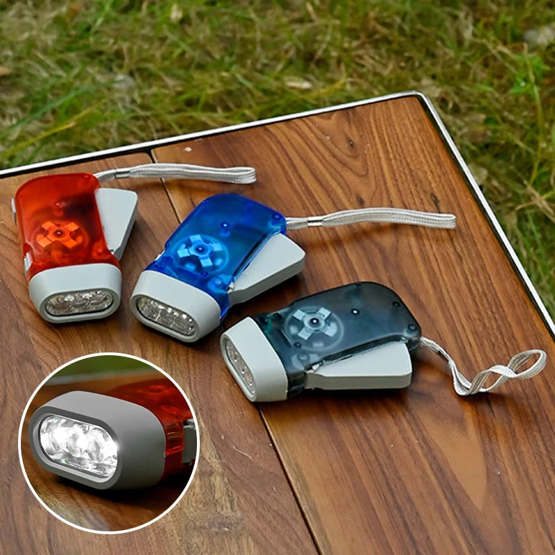 Outdoor Self-Powered Dynamo Flashlight Camping Hiking Hand Pressing Flashlight Camping Equpment Mini Portable LED Flashlight
