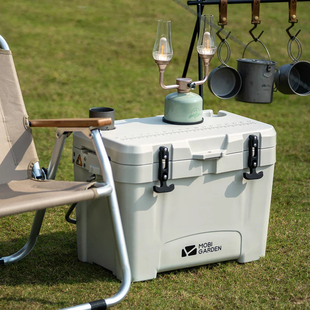 25L Portable Camping Ice Box Cold Storage Cooler White-2