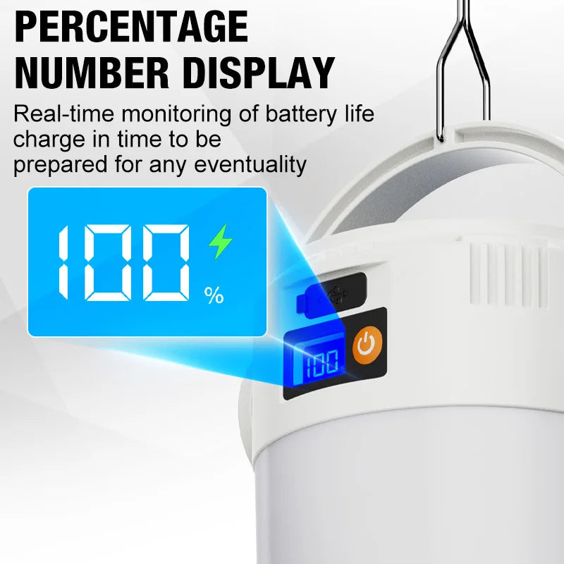 Ultra long endurance camping light, solar powered outdoor rechargeable tent light, emergency light, compact and portable, recha