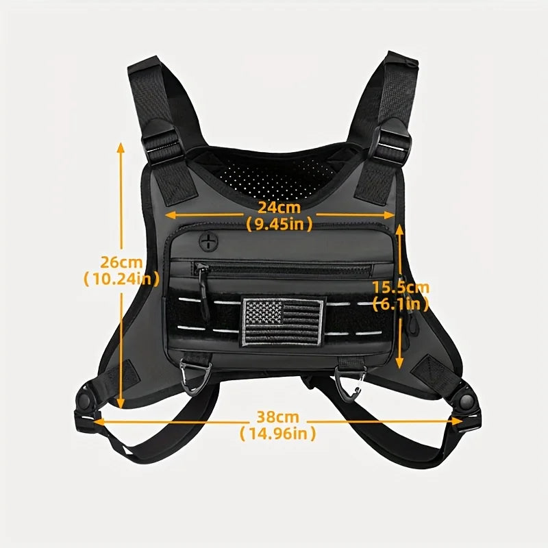OutdoorTactical Chest BagRunning Vest Waterproof Anti-Theft Chest Bag Running Vest Bag with Adjustable Shoulder Straps