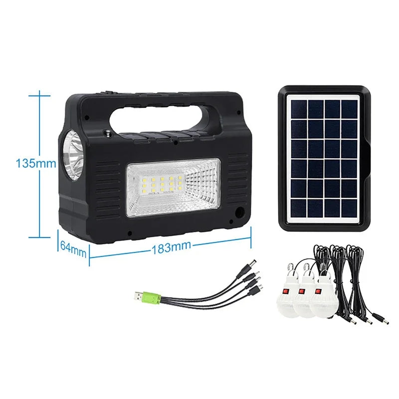 Solar Portable Lighting Solar Power Panel Generator Kit with 3 LED Bulbs Outdoor Camping Hiking Solar Lighting Small Home System