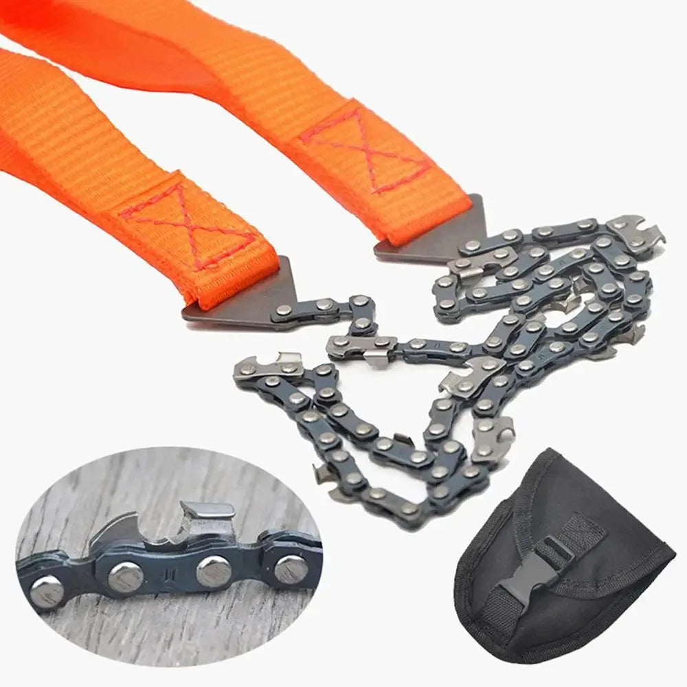 Portable Survival Chain Saw Emergency Camping Hiking Climbing Tools Manual Chain Saw Tool Bag Outdoor Hand Zipper Saw Kit