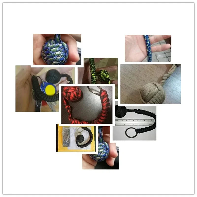 Outdoor Security Protection Black Monkey Fist Steel Ball for Girl Bearing Self Defense Lanyard Survival Key Chain Broken Windows